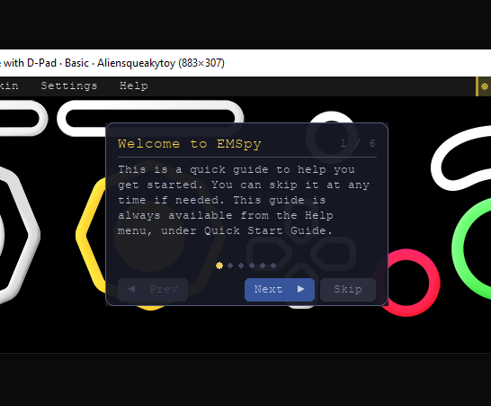 EMSpy quick start guide welcome screen